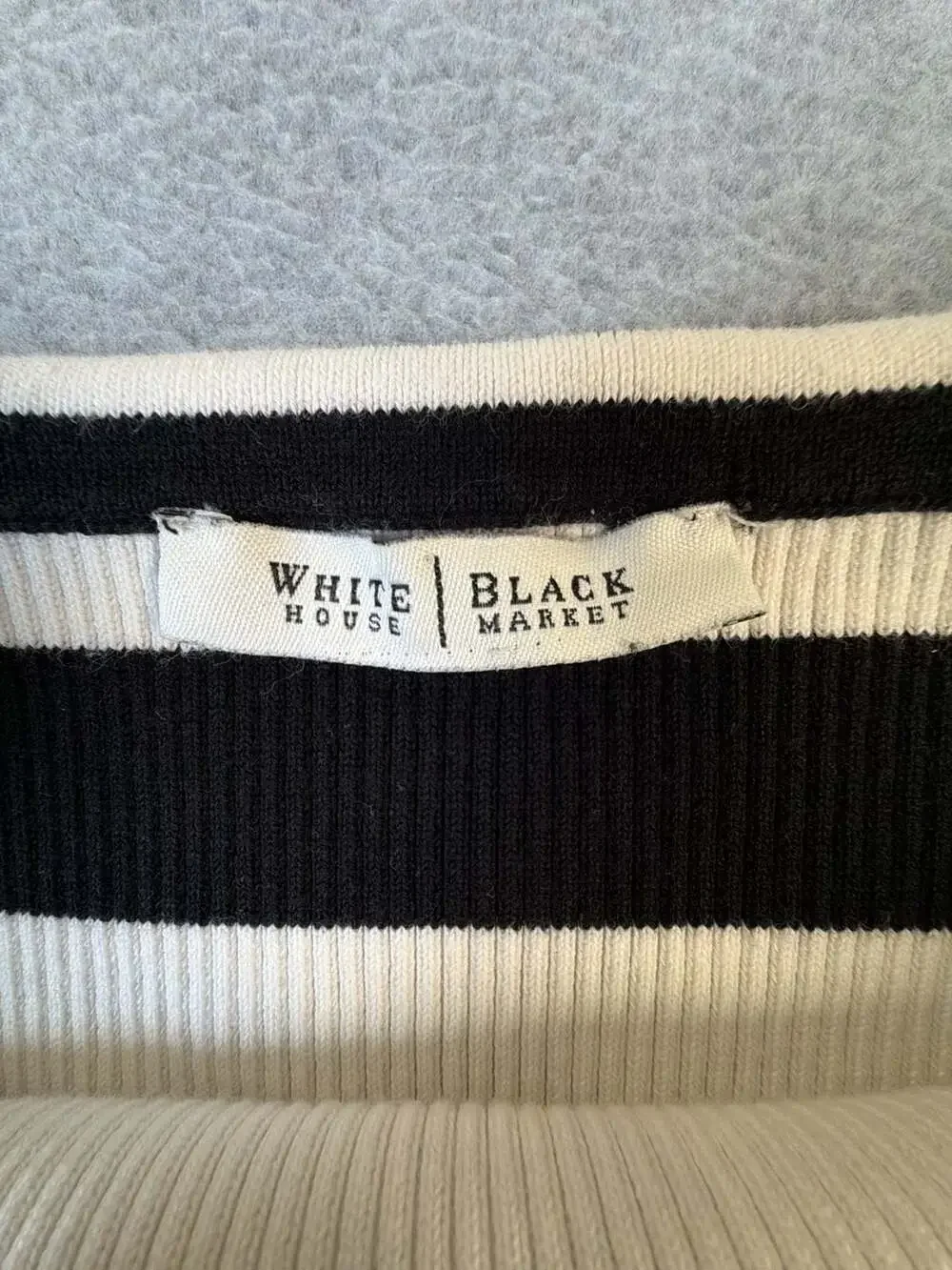 White House Black Market Black White Striped Off The Shoulder Knit Sweater